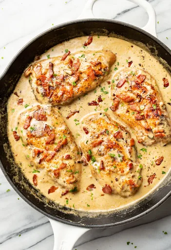 Pollo cremoso con bacón