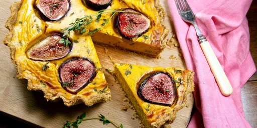 Pumpkin, goat’s cheese and fig tart with lemon thyme