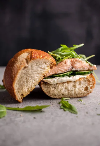 Easy Baked Salmon Sandwich with Zesty Lemon Mayo and Arugula