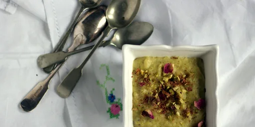 Rose and chai spiced pistachio pudding