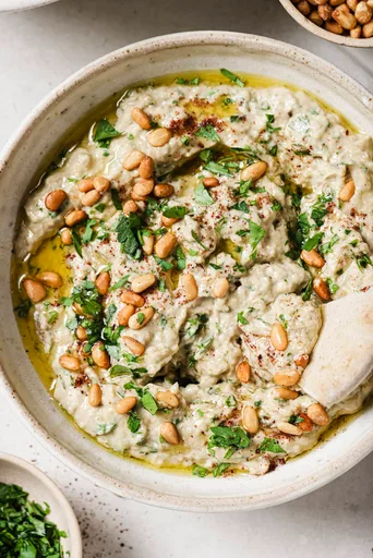 Smoky Eggplant Dip with Toasted Pine Nuts (Baba Ganoush)