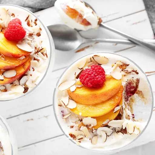 No-Bake Creamy Peach Melba Dessert
