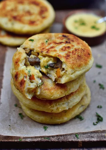 Pasteles de patata rellenos veganos