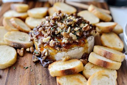 Honey Baked Brie with Fig Jam and Walnuts