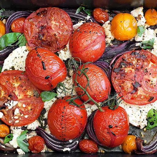 Tomates asados con queso feta