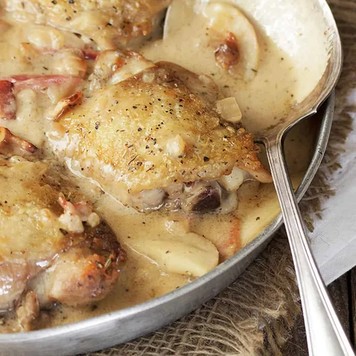 Muslos de Pollo con Manzana y Bacon