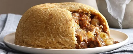 Valentine Warner's pickled onion, steak and ale pudding
