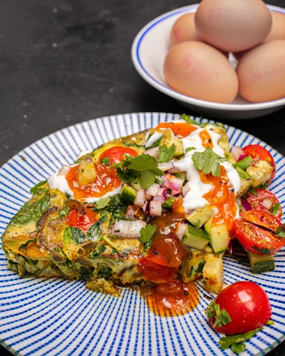 Masala Frittata and Kachumber Salad