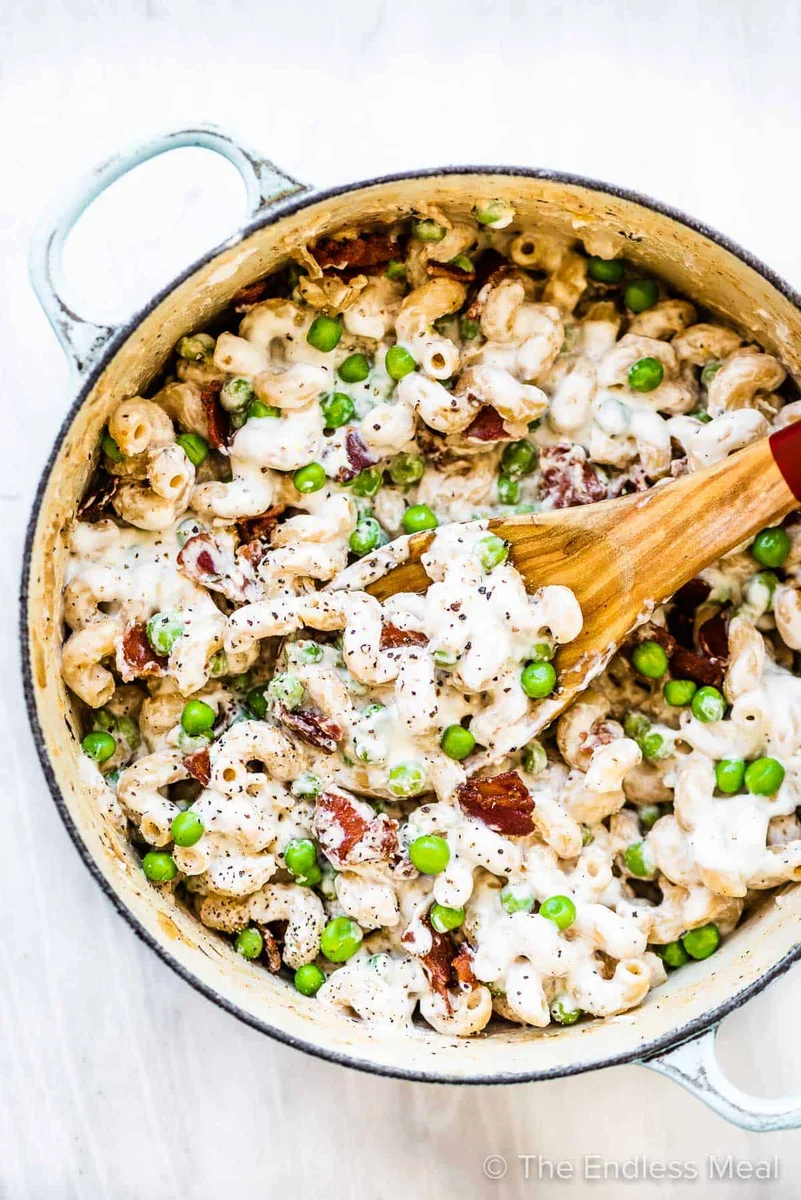 One-Pot Pasta with Peas and Bacon