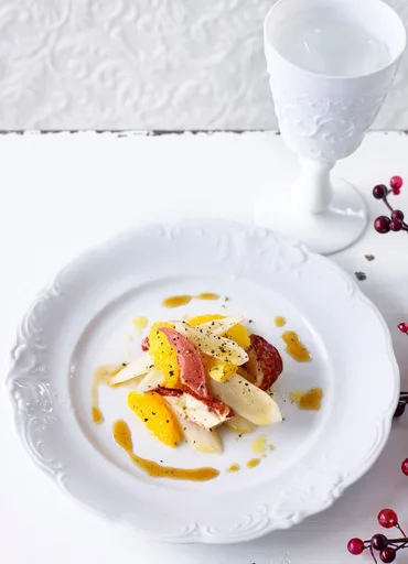 Lobster salad with salsify and orange