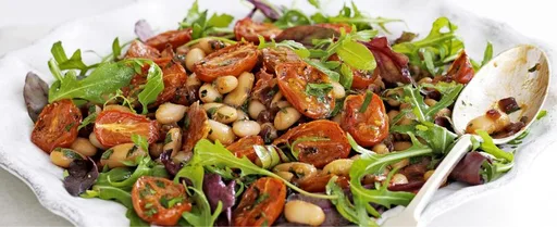 Cannellini bean salad with roast cherry tomatoes and chorizo