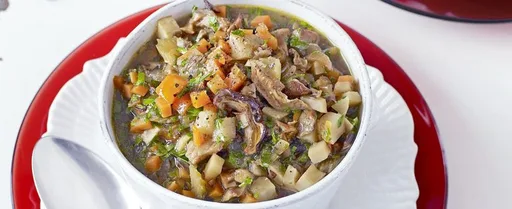 Jerusalem artichoke and porcini mushroom soup