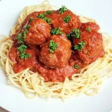Mama's Best Ever Spaghetti & Meatballs with Melted Cheese