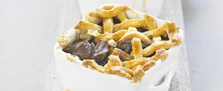 Beef, mushroom and red wine pies