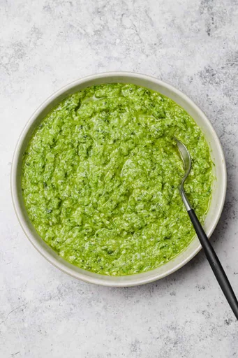 Vibrant Garlic Scape & Basil Pesto