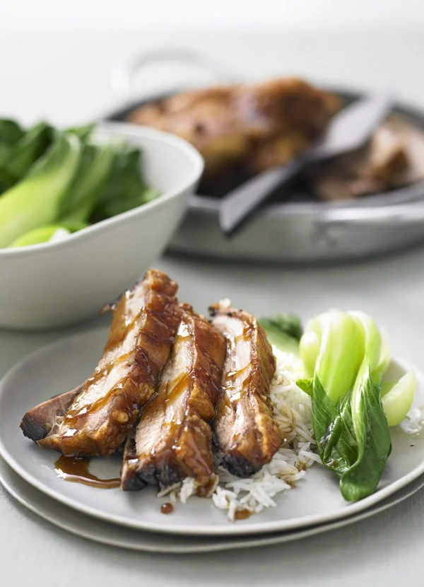 Chinese braised belly pork with greens