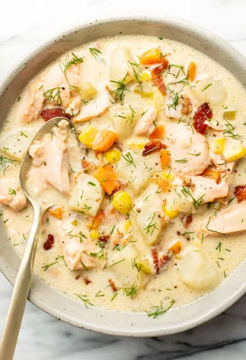 Sopa cremosa de salmón
