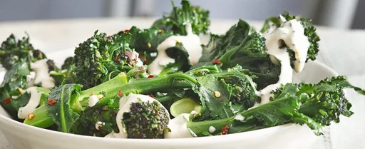 Purple sprouting broccoli with anchovy sauce