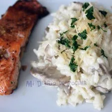 Risotto con champiñones y queso gongorzola