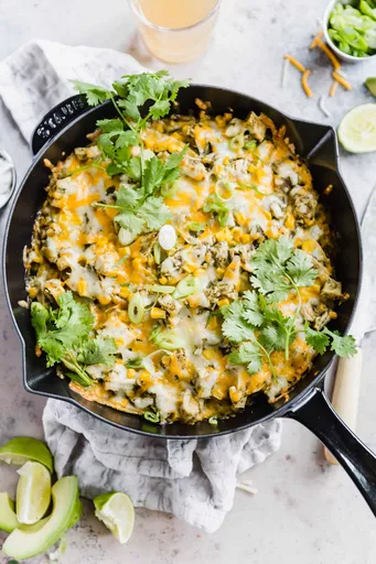 35-Minute Cheesy Skillet Enchilada with Turkey or Chicken