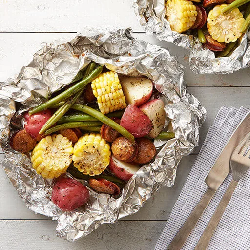 Foil-Pack Grilled Herb Butter Sausage & Vegetables