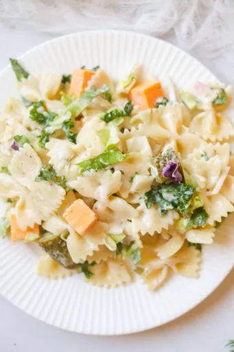 Ensalada de pasta con pepinillo en vinagre