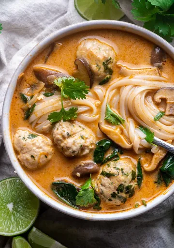 Thai Inspired Chicken Meatball Soup Recipe