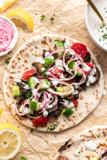 Crispy Pan-Seared Mushroom Shawarma