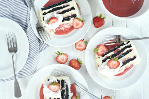 Strawberry Swirl Mascarpone Ice Cream Cookie Cake