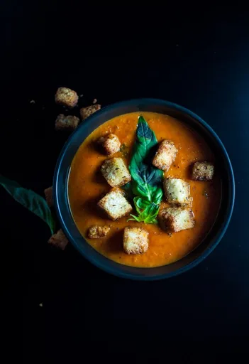 Tomato Soup with Garlic and Sage Croutons