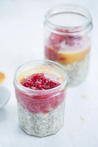 Avena con Chía, Naranja y Frambuesa