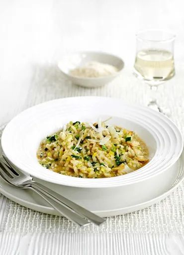 Risotto de puerros y parmesano