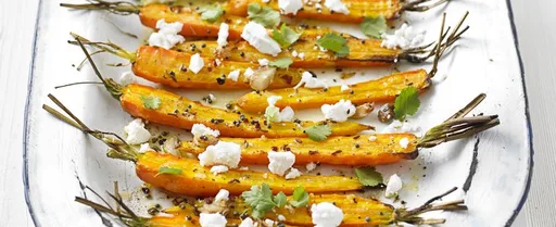 Zanahorias asadas con queso de cabra