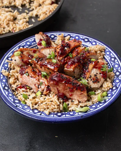 Sweet Glazed Sticky Duck with Tilda Fragrant Jasmine Rice