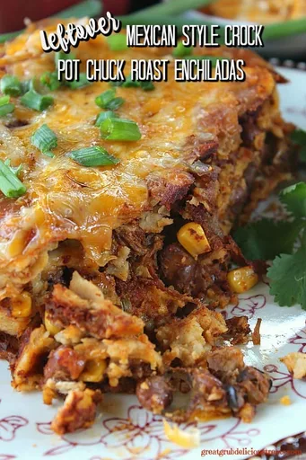 Leftover Mexican Style Crock Pot Chuck Roast Enchiladas