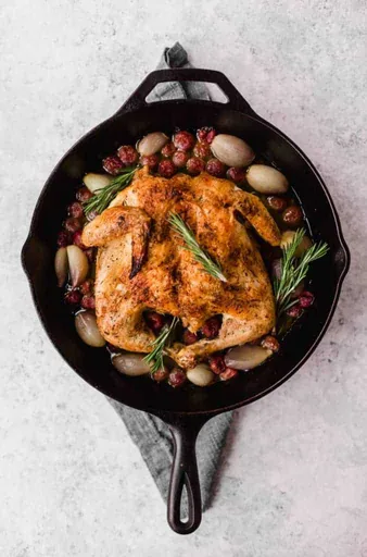 Rosemary Roasted Whole Chicken With Grapes & Shallots