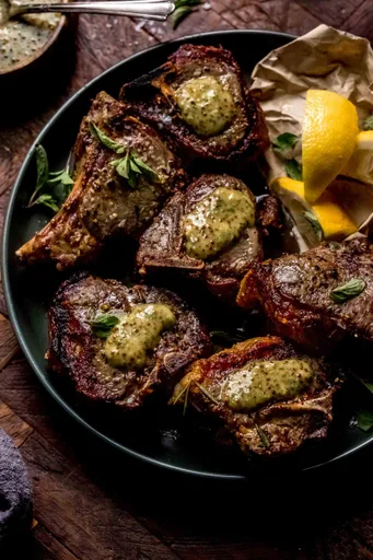Broiled Lamb Chops with Mint Mustard Sauce