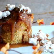 Pumpkin Cornbread Pudding with Cinnamon Caramel