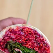 Beet and Carrot Hummus Wraps