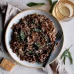 Black Garlic Pasta with Caramelized Shallot Sauce