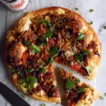 Brussels Sprout & Soppressata Pizza with Pickled Cherry Tomato Sauce