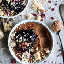 Dark Chocolate Mousse with Berry Wine Jam & Shortbread