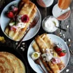 Amaretto Crepes with Grapefruit Mimosas