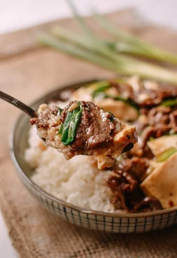 Salteado de ternera con tofu