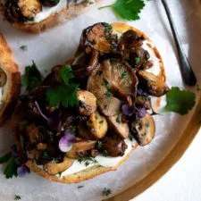 Simple Mushroom Toast with Creme Fraiche & Herbs