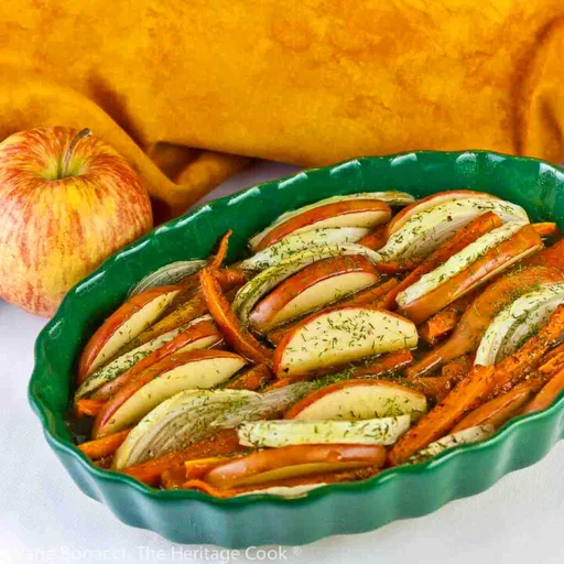 Zanahorias, manzanas y cebollas asadas al arce (sin gluten)