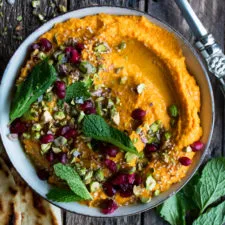 Spiced Carrot Dip with Pomegranate & Mint