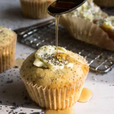 Lemon Poppy Seed Muffins with Lavender Honey