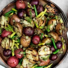 Grilled Potatoes & Beans with Cornichon Vinaigrette