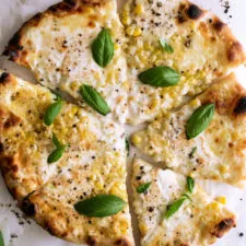 Four Cheese Corn Pizza with Black Pepper & Basil